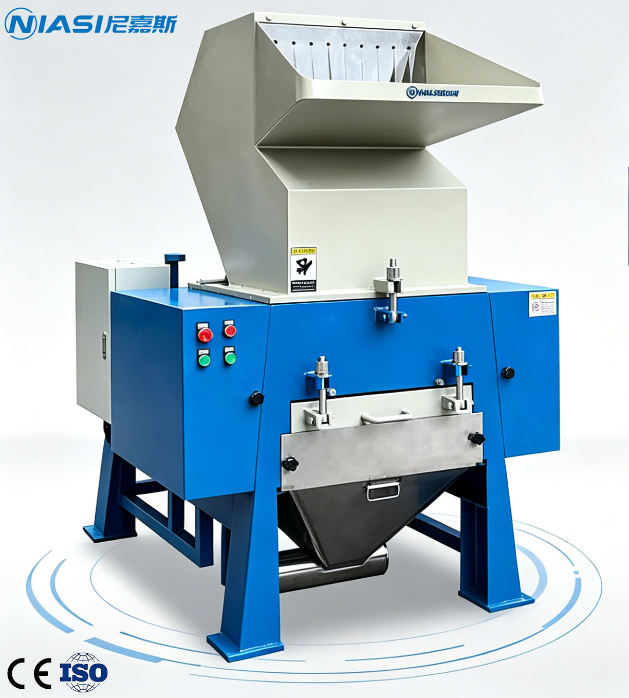 Recyclingmachine voor kunststofbrekers met automatisch opvangsysteem